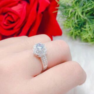 NHẪN BẠC HOA SEN ĐÁ CAO CẤP CHO NỮ