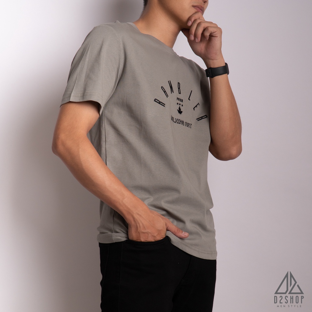 Áo thun nam D2shop thêu chữ RAMBLER, 3 màu