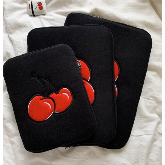 Túi đựng laptop họa tiết thêu cherry xinh xắn 10/ 11/ 13/ 15 inch