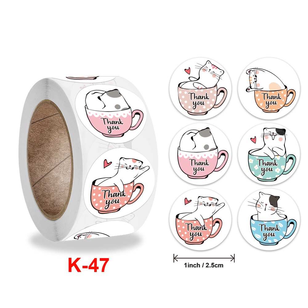 Cuộn 500 tem Sticker Thank You 🎁  🎁 Tem Cảm Ơn Dễ Thương dán gói quà trang trí