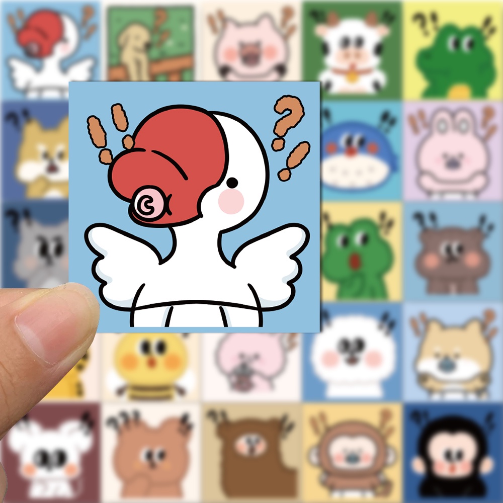 Bộ 50 Miếng Dán Trang Trí Cốc Nước/Máy Tính/Điện Thoại Chống Thấm Nước Họa Tiết Hoạt Hình Dễ Thương