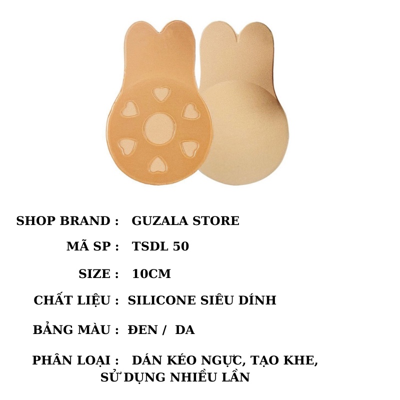 Đôi Miếng Dán Nhũ Hoa Nâng Ngực Silicone Tai Thỏ Dễ Thương Siêu Dính Sử Dụng Nhiều Lần _ TSDL50