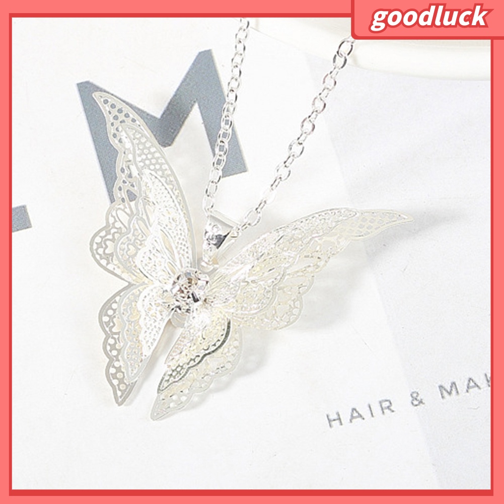 Dây chuyền thời trang mặt hình bươm bướm 3 lớp mạ bạc