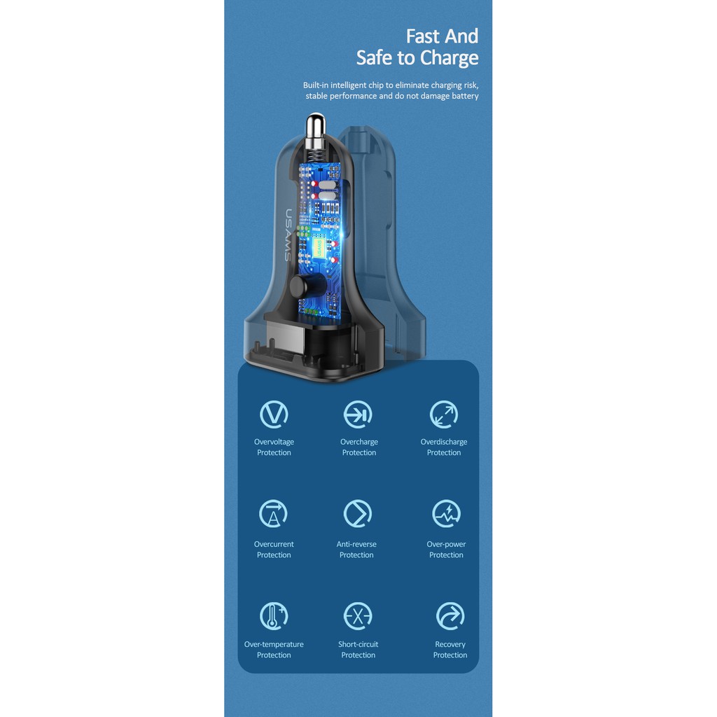 Usams Dây Cáp Sạc Nhanh 1M Type C Micro Cho Xe Hơi