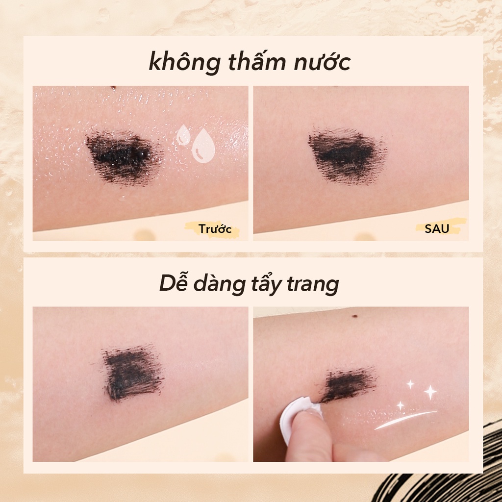 [Hàng mới về] Mascara HEREIAM đầu cọ silicon ô liu công thức khô nhanh làm dày chống nước lâu trôi 47g