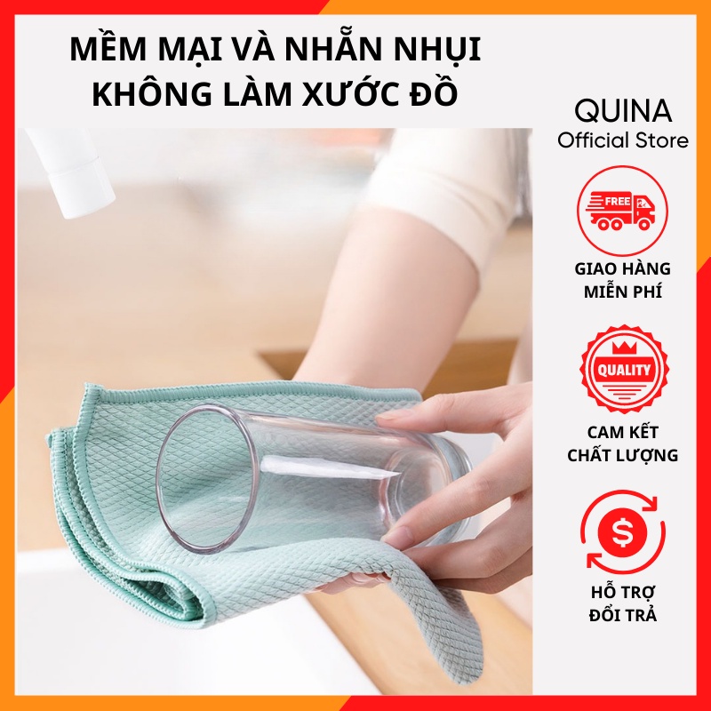 [Size Lớn] Khăn Lau Bát Đĩa Đa Năng T2 SIZE 40X30Cm Sợi Cotton Thấm Hút Nước Lau Bếp Lau Tay 2 Mặt Dày Dặn Quina QN011