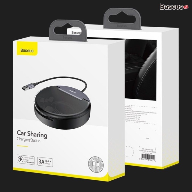 Bộ Dọck sạc tích hợp cáp sạc 3 đầu Baseus Car  (Type-C+Dual USB Port with 3in1 Lightning/ Type C / Micro Cable)