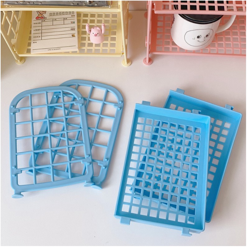 Kệ lưu trữ mỹ phẩm hai tầng có thể gập lại đơn giản tiện dụng cho nhà cửa