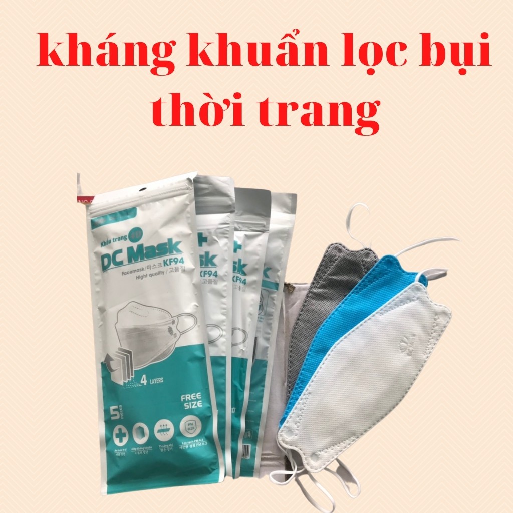 Khẩu Trang y tế 4D Mask KF94 Tiêu Chuẩn Hàn Quốc, gói 5 cái 4 lớp, kháng khuẩn không xù lông thời trang, hàng loại 1 | BigBuy360 - bigbuy360.vn