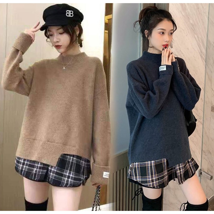 Áo Len Kẻ Sọc Phong Cách Hàn Quốc- 2 Màu Nâu và Đen | BigBuy360 - bigbuy360.vn