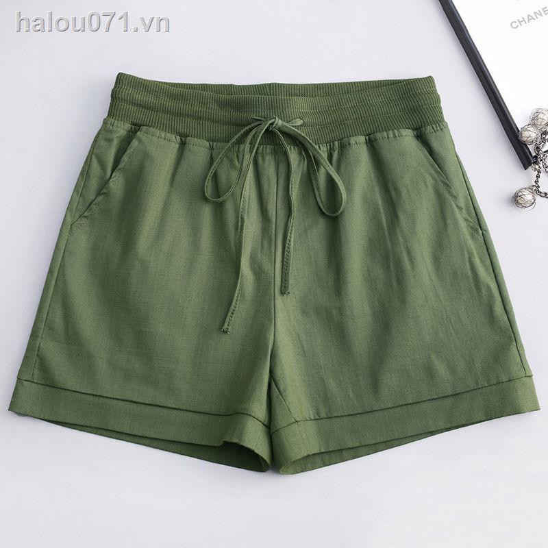 Quần Short Cotton Linen Ống Rộng Thời Trang Cho Nữ