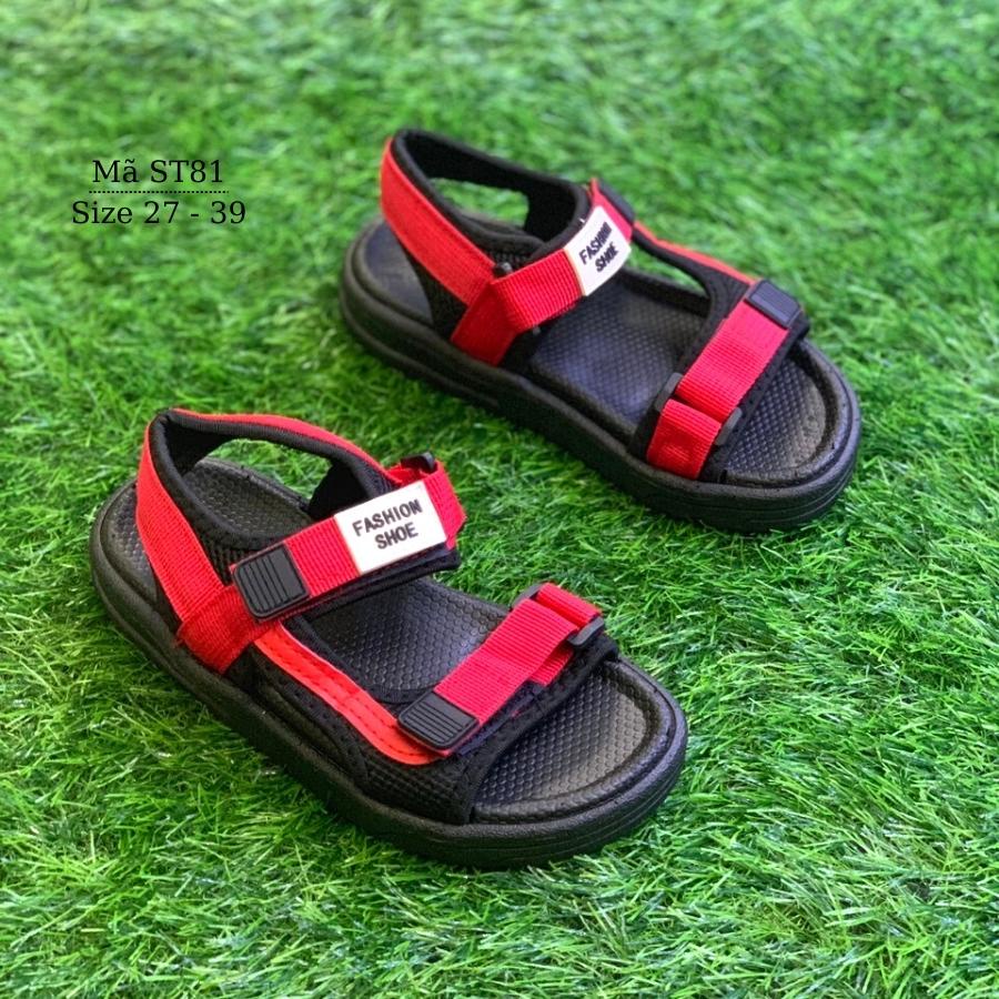 Dép sandal bé trai 3 - 12 tuổi  quai hậu chất mềm êm đế su chống trơn trượt cho bé đi học đi biển mùa hè ST81