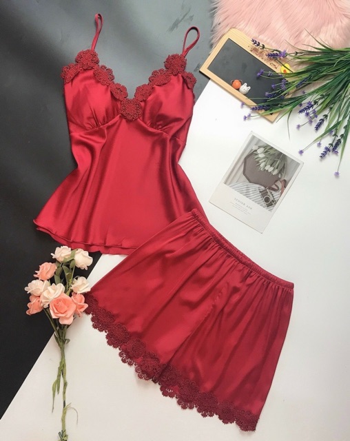 KELLY WANG SX412 bộ ngủ lụa satin cao cấp- đồ ngủ gợi cảm (Có muốt ngực) | BigBuy360 - bigbuy360.vn