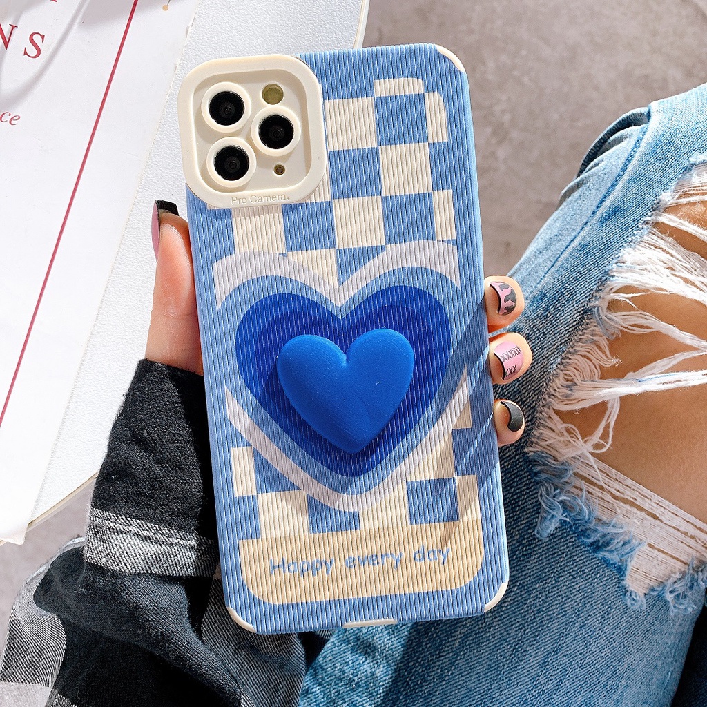 Ốp lưng da sọc bảo vệ camera hình nổi Goodluck xinh dành cho nhiều dòng máy của Iphone/samsung/OPPO/realme/