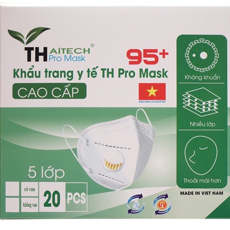 [HỘP] KHẨU TRANG Y TẾ N95 TH PRO MASK 5 LỚP CÓ VAN - 20 CÁI/HỘP Azzin Store