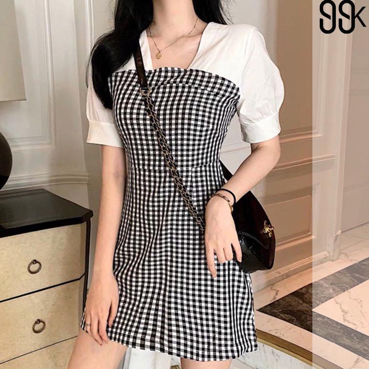 Đầm Mini Kẻ Sọc Caro Phong Cách Hàn Quốc Mới Nhất Cho Nữ - 1203 (XS-XL)