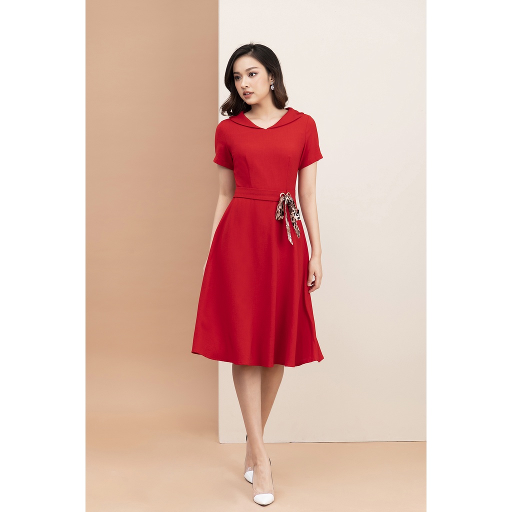 Váy Chữ A Xòa Nhẹ Phối Nơ Eo Cao Cấp Luperi LFV3212