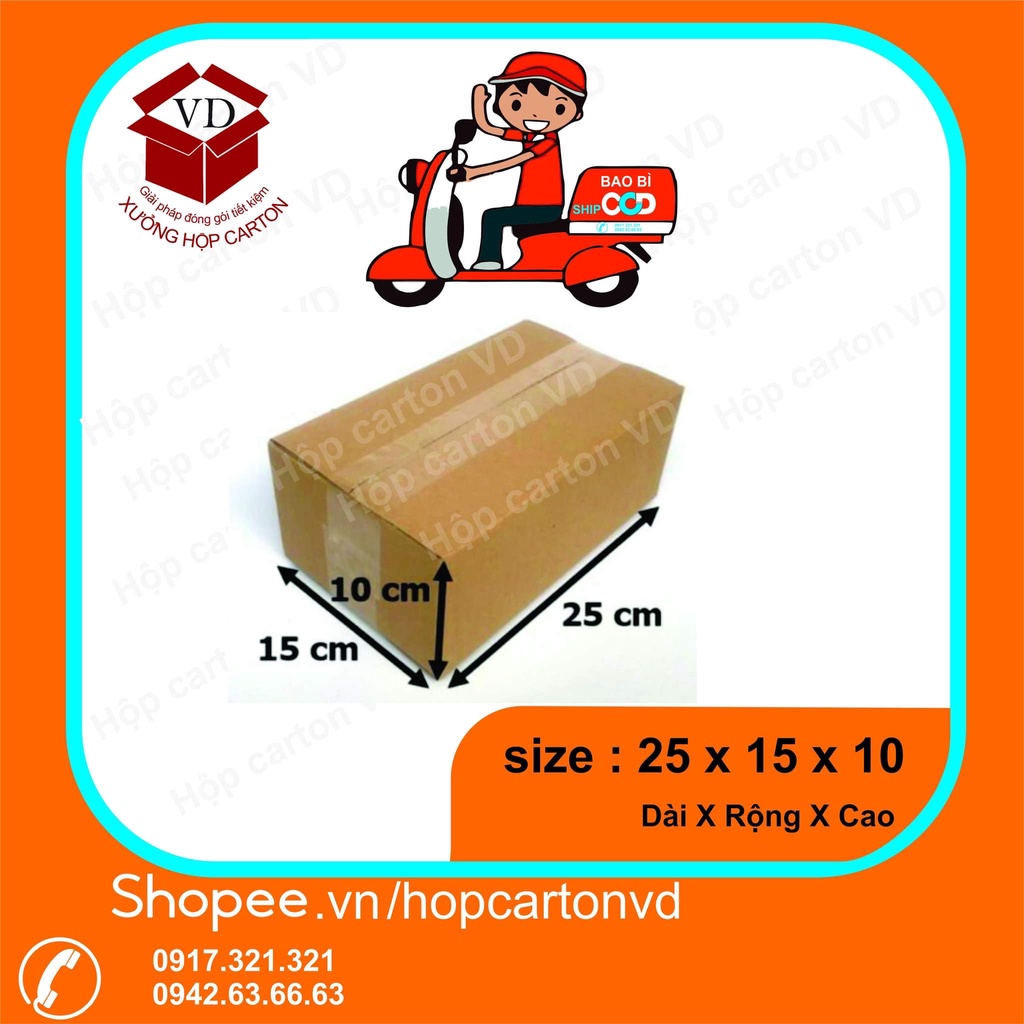 Hộp carton đóng hàng 25*15*10