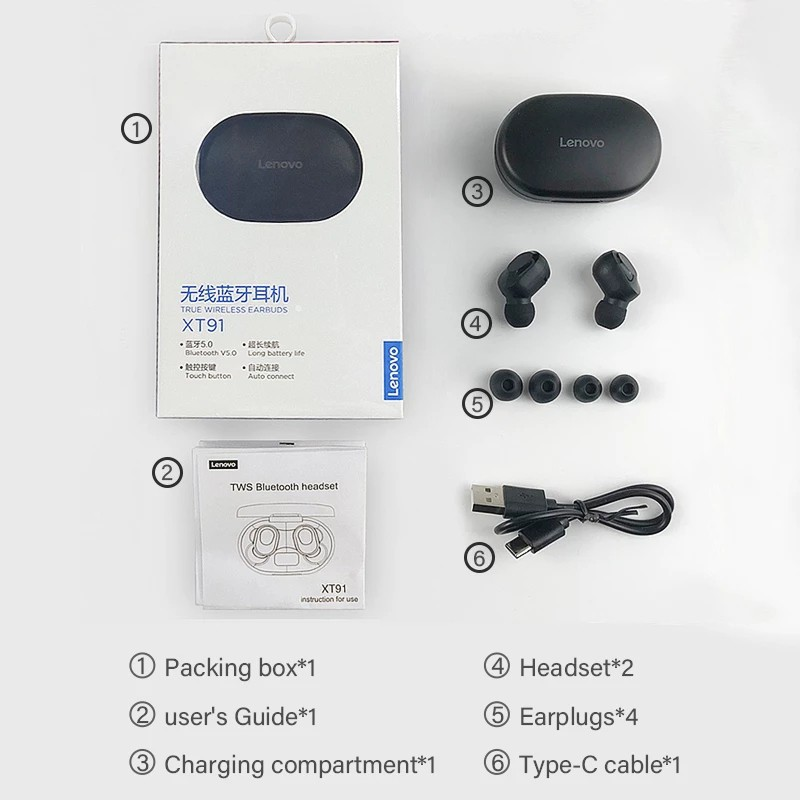 Tai Nghe Bluetooth Chụp Tai Có Micro Chuyên Dụng Cho Lenovo Xt91 Tws