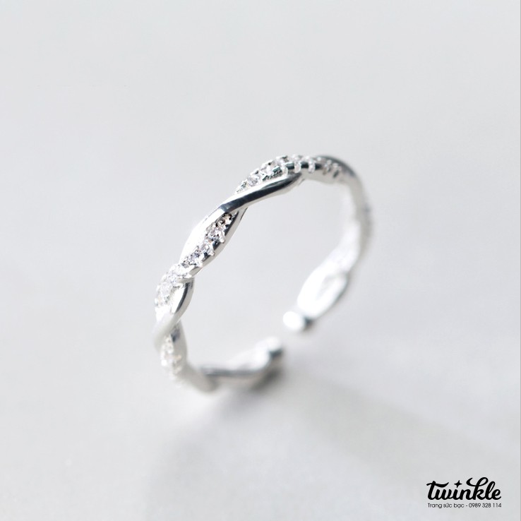 [Mã SKAMLTSM9 giảm 10% đơn 99K] Nhẫn bạc 925 xoắn đính đá của nữ dạng free size - Made Twinkle Silver