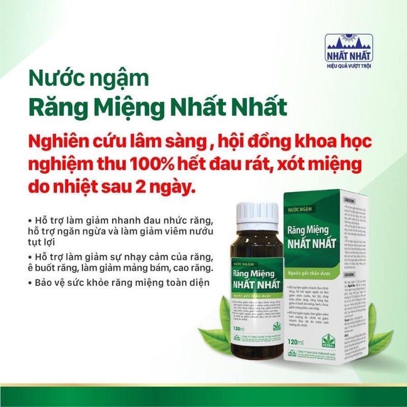 Nước ngậm răng miệng Nhất Nhất - Hỗ trợ giảm nhanh đau răng, bảo vệ răng chắc khoẻ