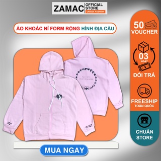 Áo sweater nam nữ ZAMAC áo hoodie in hình địa cầu form rộng tay bồng  ZAK8
