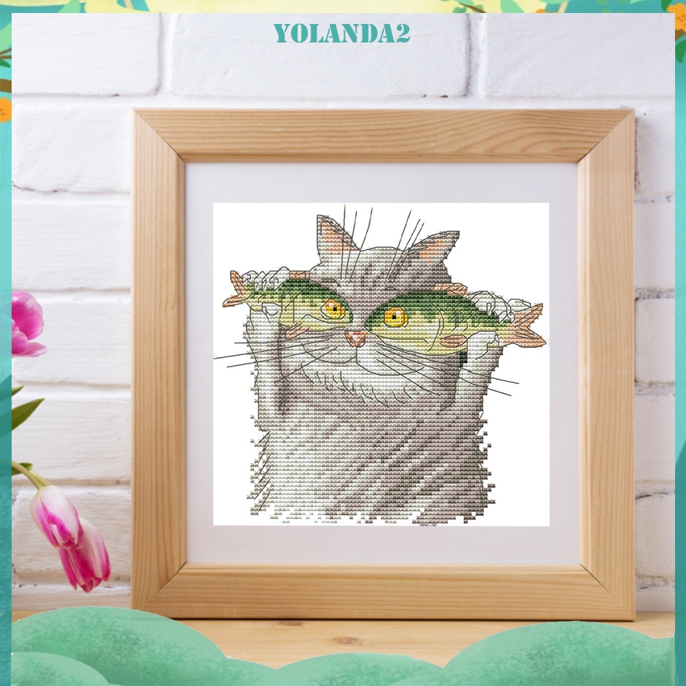 Tranh thêu 14CT hình đôi mắt cá