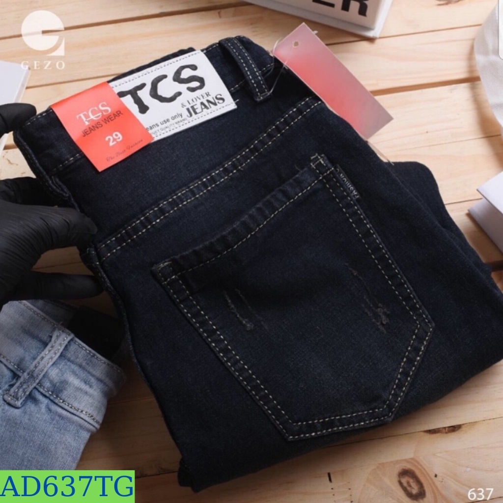 Quần jean nam tenji ad637tg jean nam xanh đen trơn cào nhẹ trẻ trung cá tính thời trang tenji store (44 - 70kg)