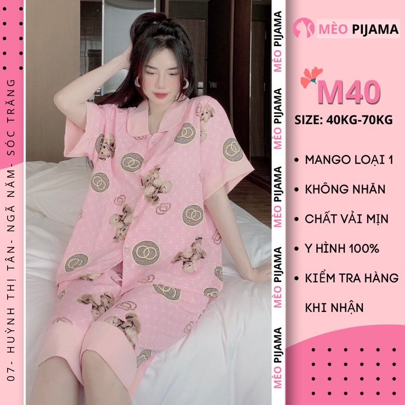 Đồ Bộ Mặc Nhà Tay Ngắn vải Mango Quần Ngố Cổ Sen Hàng Bigsize 45-70kg - Có Video quay thật