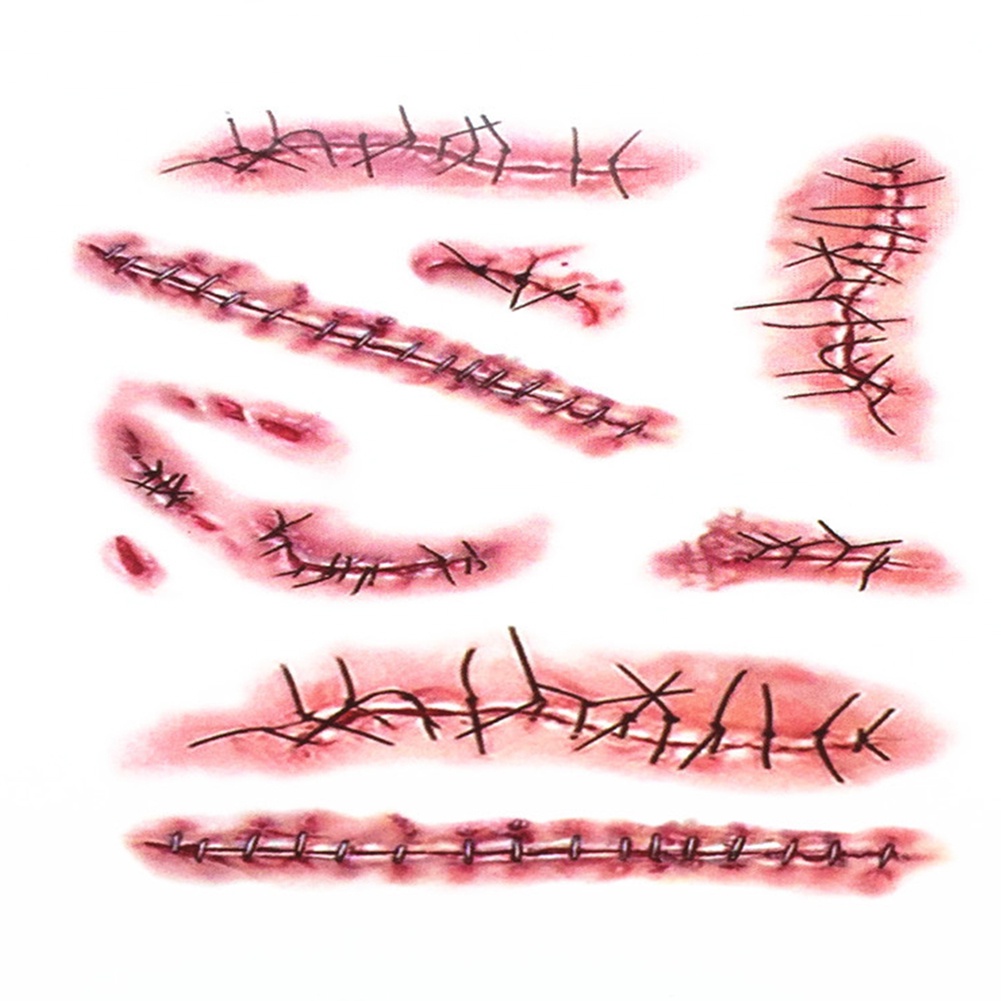 Hình xăm dán họa tiết đẫm máu 3D chủ đề halloween dùng làm phụ kiện hóa trang nghệ thuật/ trang trí cơ thể