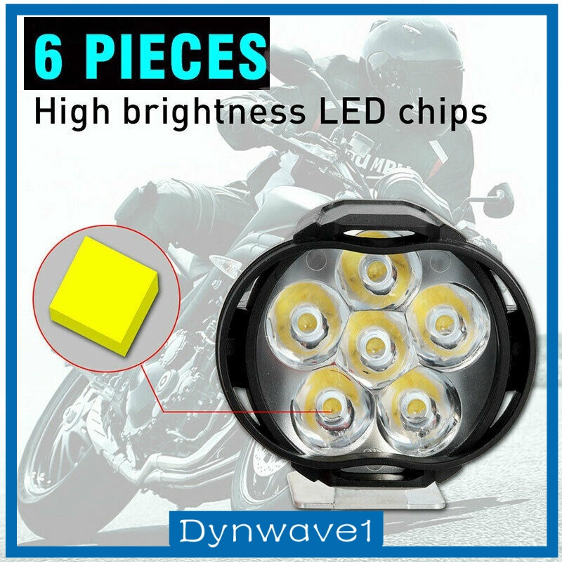 [DYNWAVE1]2Pcs DC 9V-85V 6 LED Motorcycle Headlight Assembly for Motorbike Car ATVs