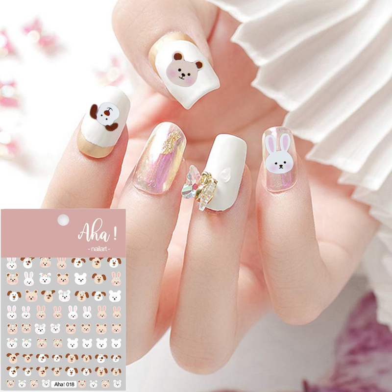 1 Tờ Giấy Dán Móng Tay Chuyển Nước Họa Tiết Gấu Thỏ Hoạt Hình Dễ Thương Trang Trí Móng Nghệ Thuật DIY