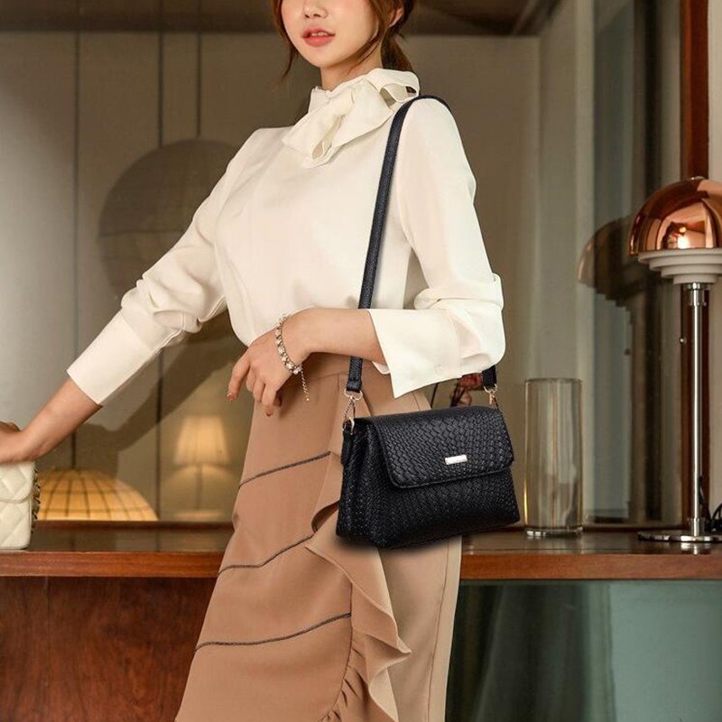 Yogodlns Túi Đeo Chéo Da pu Nắp Gập mini Đơn Giản Thời Trang Cho Nữ