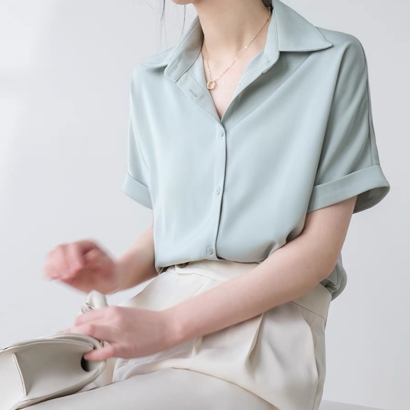 Áo sơ mi công sở cơ bản cộc tay bốn màu siêu xinh