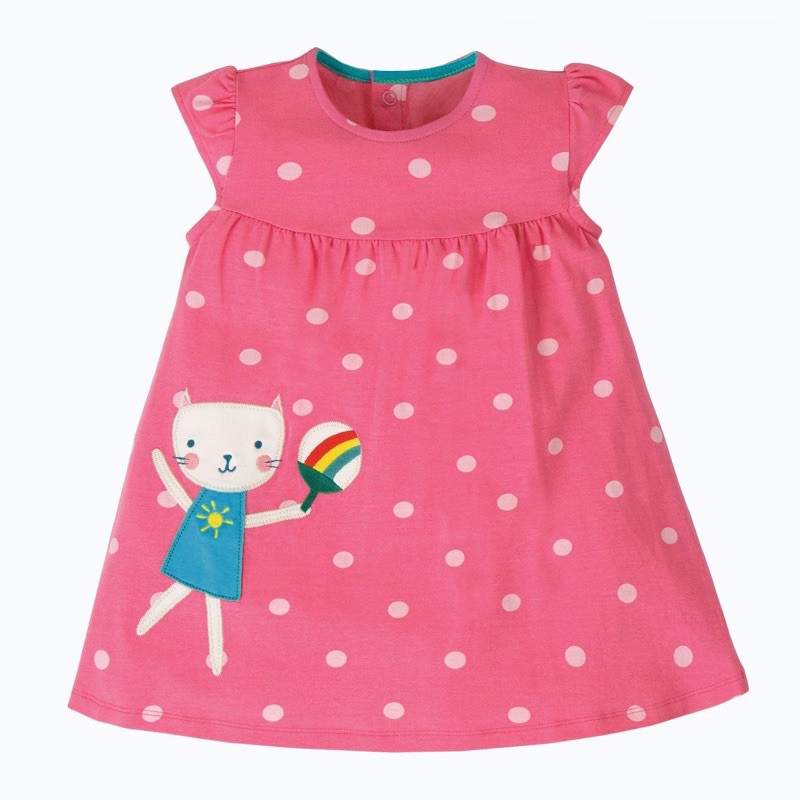 Váy babydoll cộc tay chấm bi hồng Little Maven 2-7Y