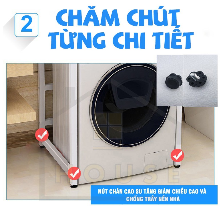 Kệ Máy Giặt 1 Tầng Đa Năng Mã Kmg04 Chính Hãng 9House Để Để Máy Sấy Mini Bên Trên Loại Khung Thép Dày Gỗ Chống Ẩm