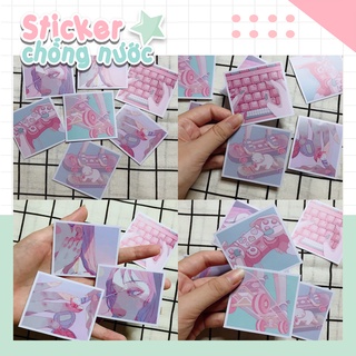 SET STICKER MÀU PASTEL DỄ THƯƠNG, hình dán vali, mũ bảo hiểm, xe