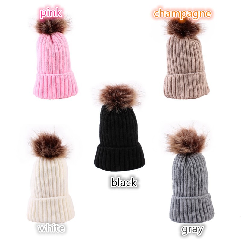 Mũ giữ ấm cotton mềm phối bóng lông đáng yêu cho em bé