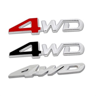Tem logo 4wd dán trang trí đuôi xe, thân xe ô tô làm bằng kim loại cao cấp