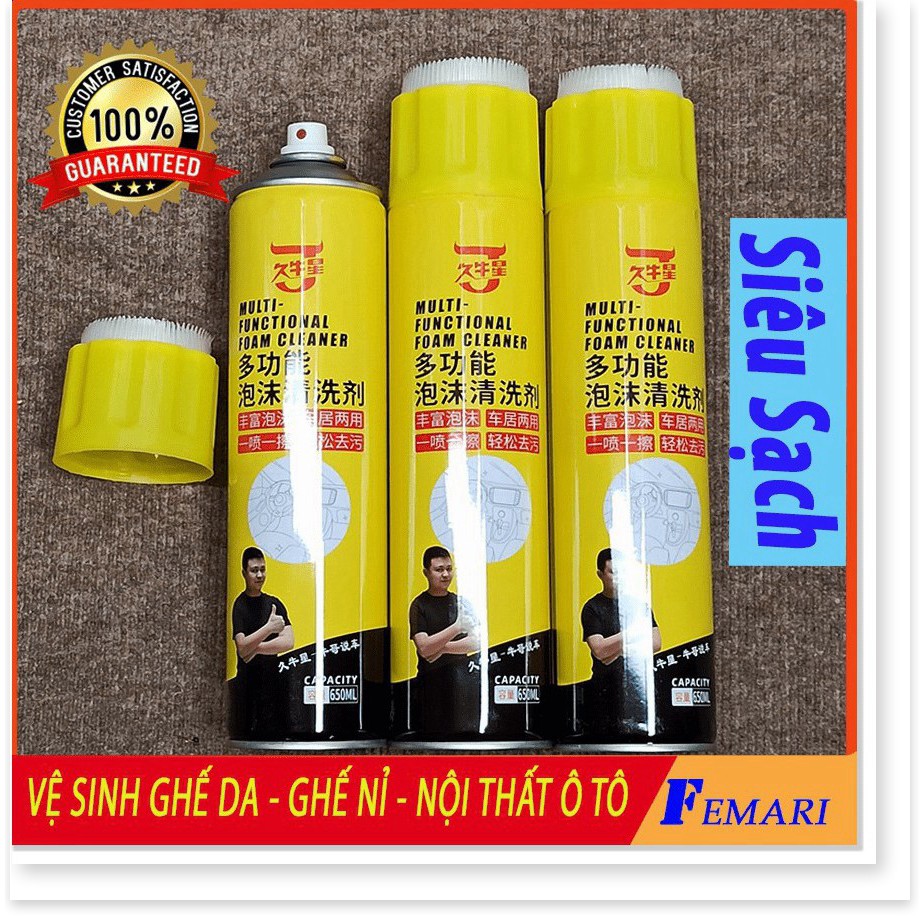 Chai Xịt Bọt Đa Năng Vệ Sinh Ghế Da, Ghế Nỉ, Đồ Da, Nội Thất Ô Tô Foam Cleaner Hiệu JNX - FEMARI
