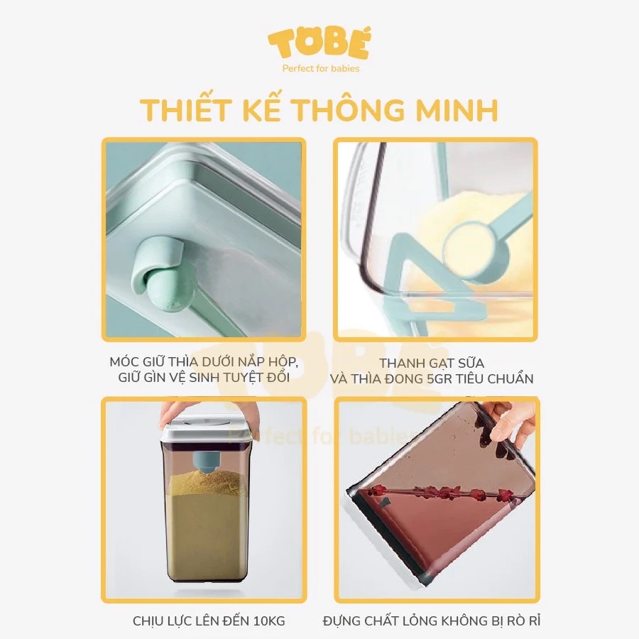 Hộp đựng sữa bột Helga chính hãng ToBé dung tích 2,3l chất liệu nhựa AS cao cấp an toàn khi sử dụng-BaByC