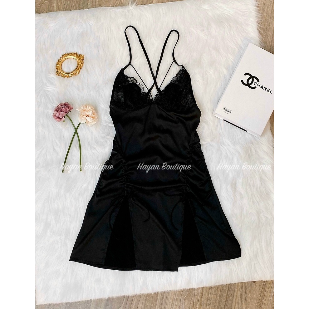 Váy ngủ sexy dây viền ngực, đầm ngủ gợi cảm dây rút hông HT176