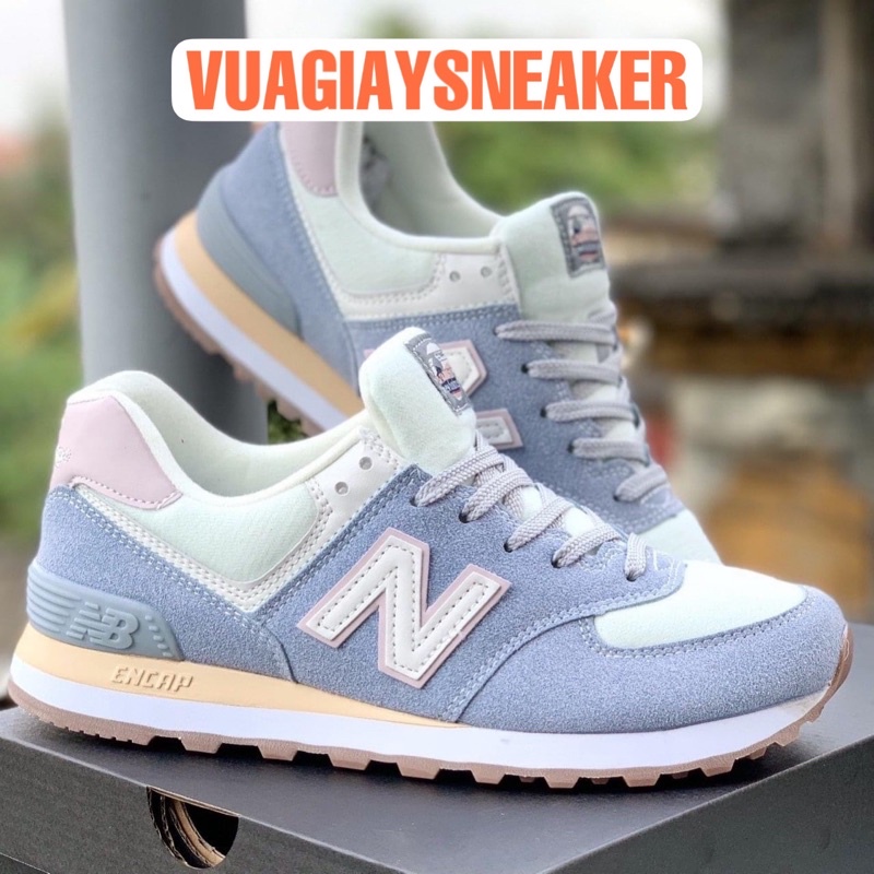 Giày thể thao sneaker chữ N 574 màu xanh pastel mới