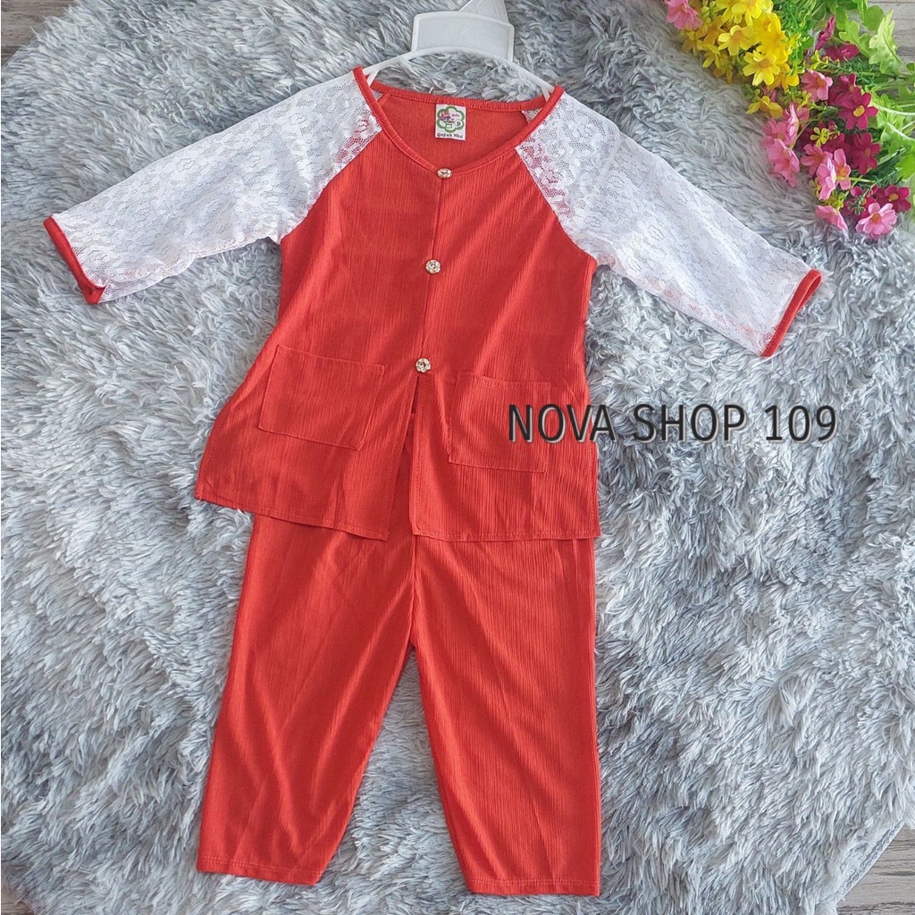 Bộ Áo Quần Bà Truyền Thống Bé Gái  tay ren xinh xắn - NOVA SHOP