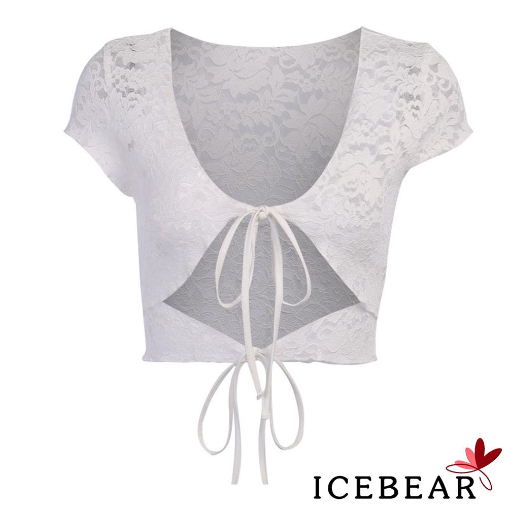 Áo Khoác Cardigan Tay Ngắn Phối Ren Hoa Thiết Kế Quyến Rũ Cho Phái Nữ