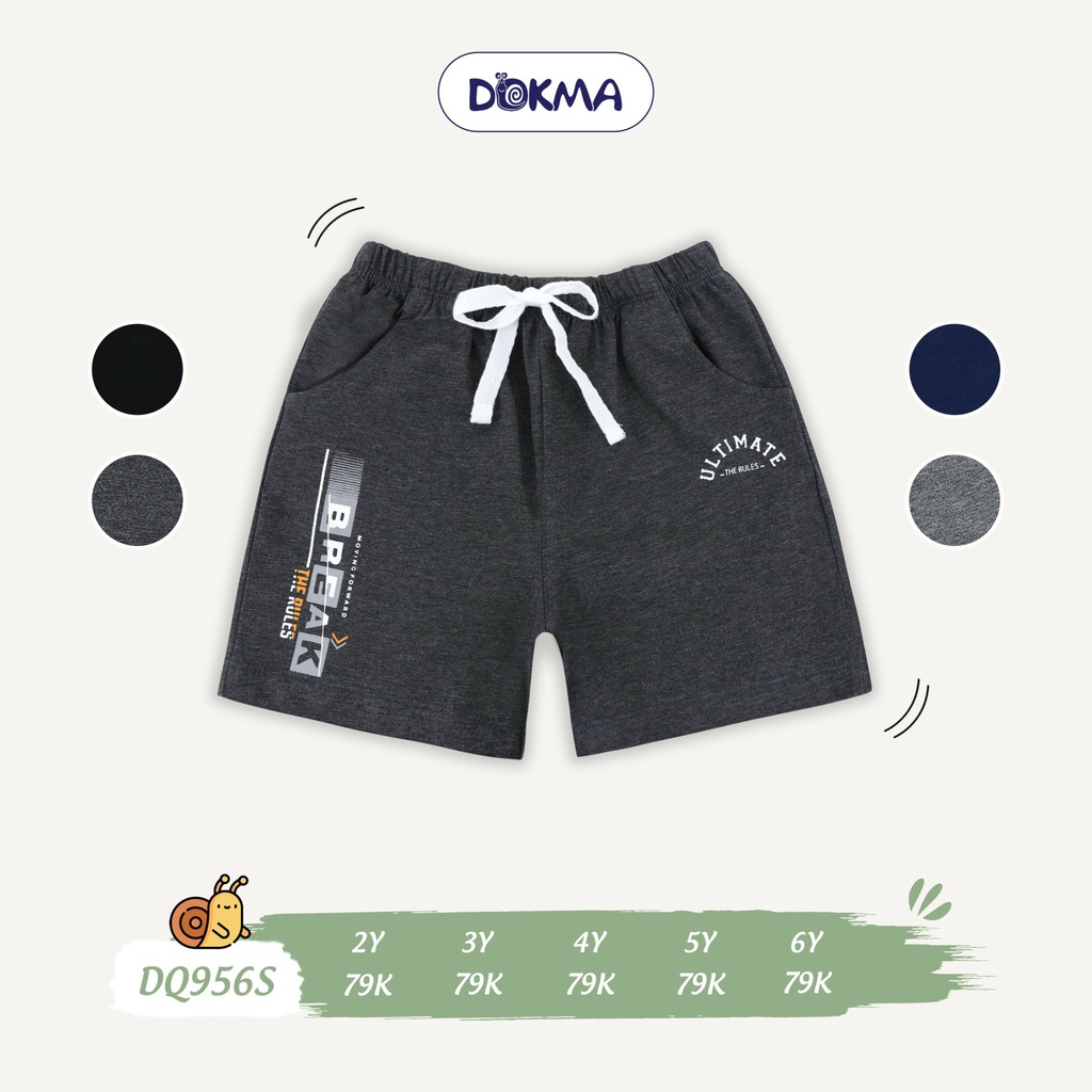 DQ956S Quần short cotton bé trai Dokma in chữ (2-6T)