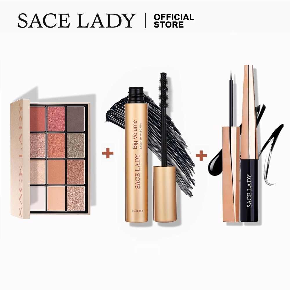 Bộ Mỹ Phẩm Trang Điểm Mắt SACE LADY Gồm Phấn Mắt 12 Màu 1.5g + Kẻ Mắt Dạng Lỏng Chống Nước 0.8g + Mascara 8g | BigBuy360 - bigbuy360.vn