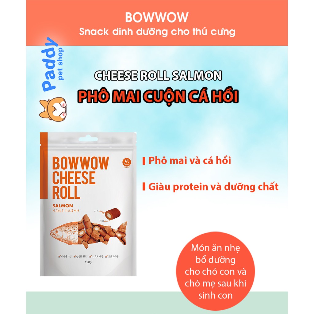 Phô Mai Cuộn Cá Hồi Snack Cho Chó Bowwow Cheese Roll