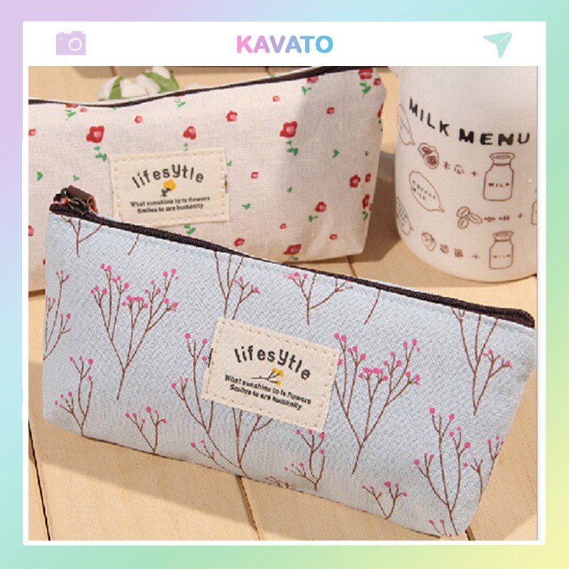 Túi vải canvas đựng bút - Túi đựng bút vải canvas đáng yêu KAVATO TI02