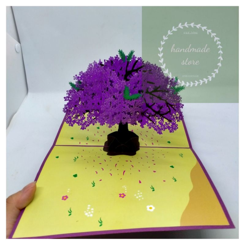 Thiệp sinh nhật - thiệp mô hình 3 D cỡ lớn cây hoa siêu dễ thương